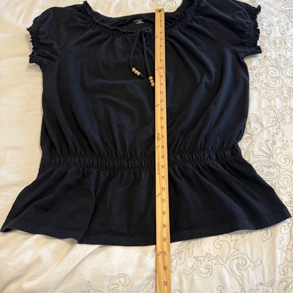 Croft & Barrow Womens Top XL Black Elastic Waist  Pullover top short sleeve - Picture 8 of 10